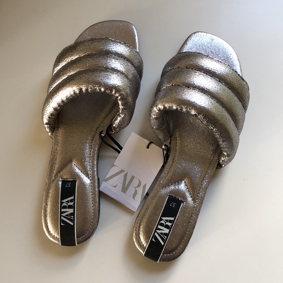 Silver Zara puff sandals (size 6.5 / EU 37) - Picture 2 of 8
